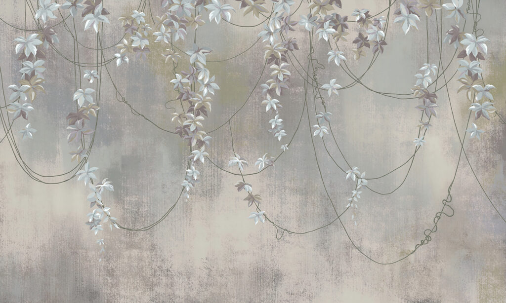 Flower garlands on grey — full design