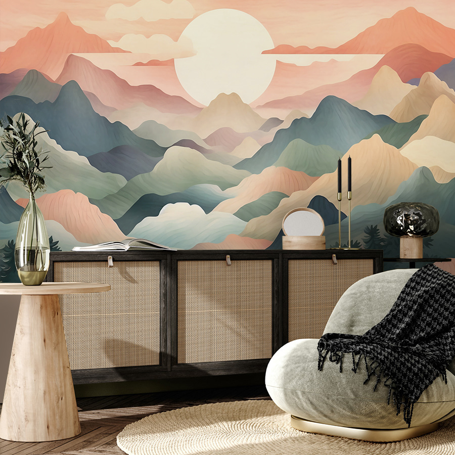 Sun between mountain layers — interior 1