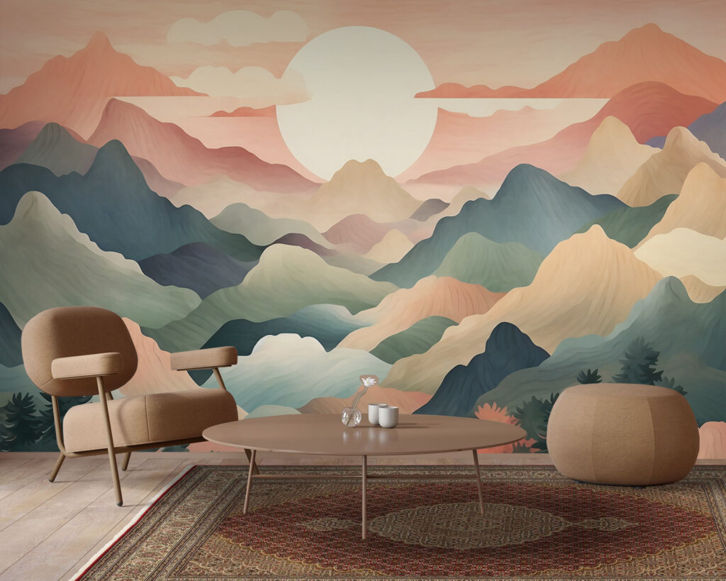 Sun between mountain layers — interior 2