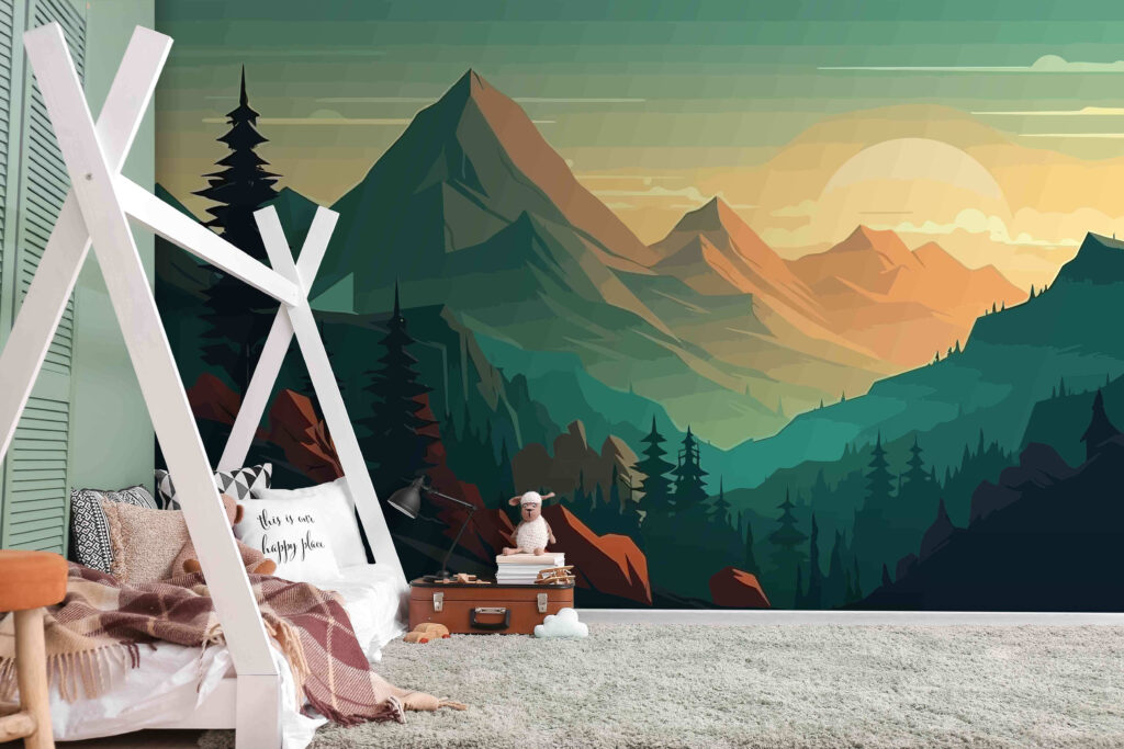 Mountains in flat colours — interior 1
