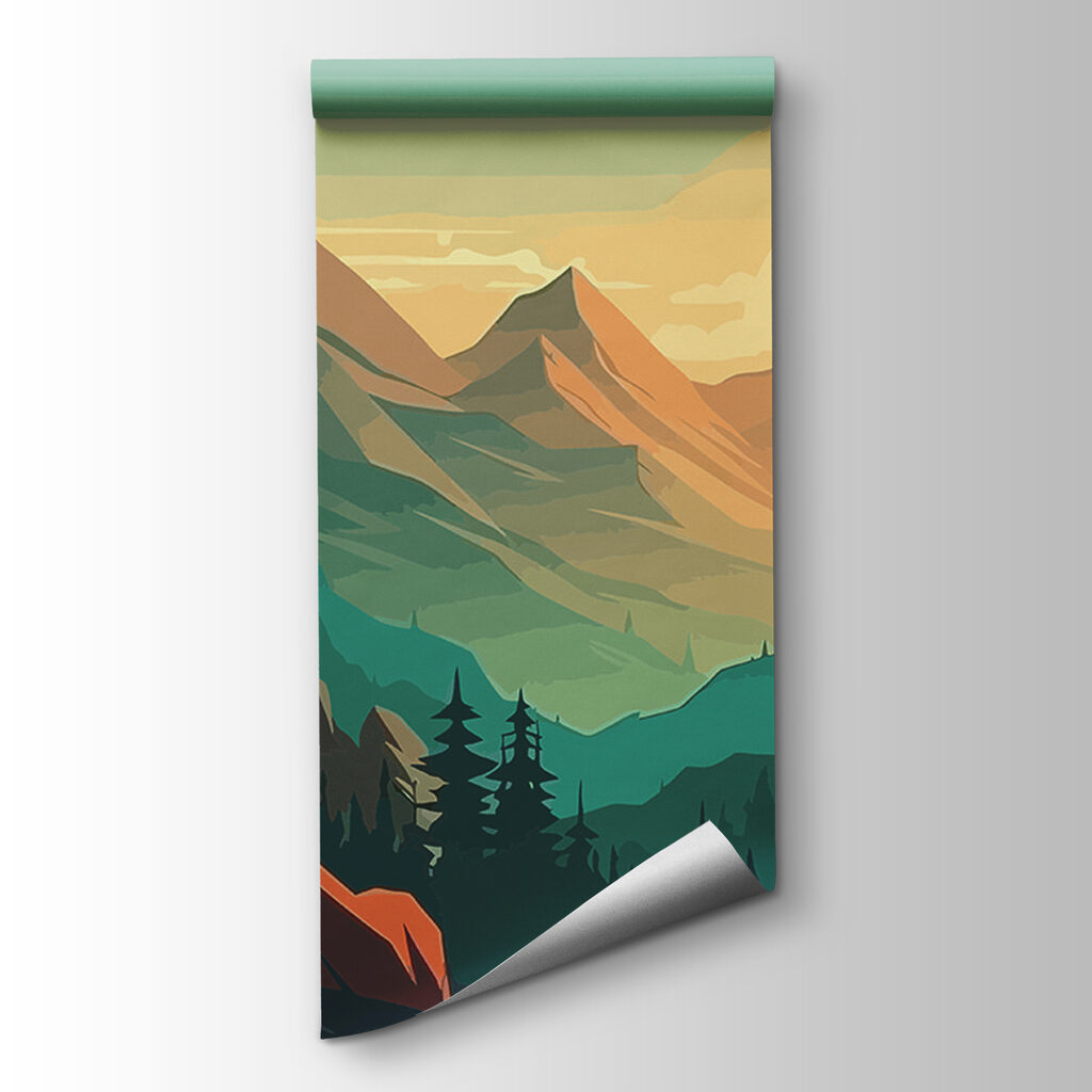 Mountains in flat colours — product view