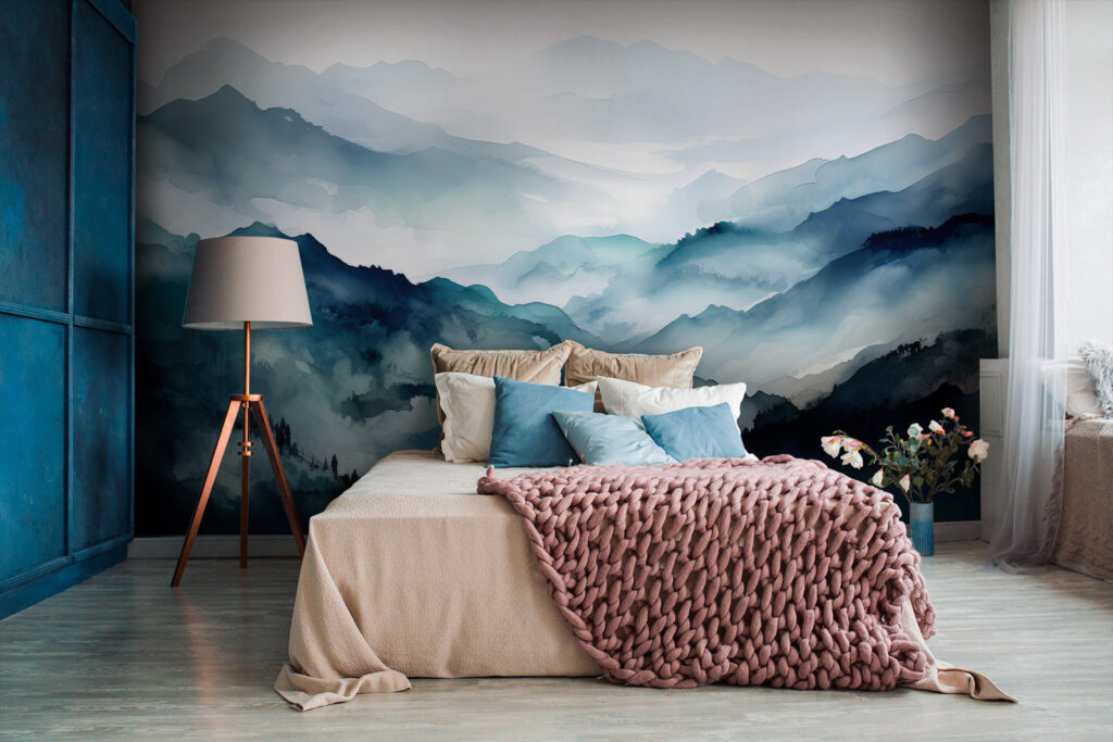 Mountain Watercolour in an interior
