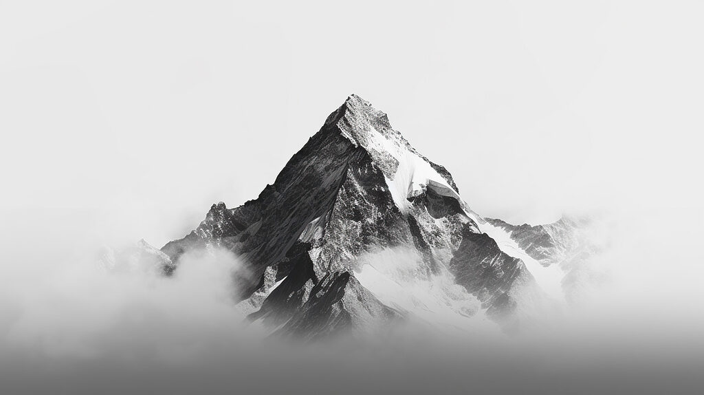 Lonely peak above clouds — full design