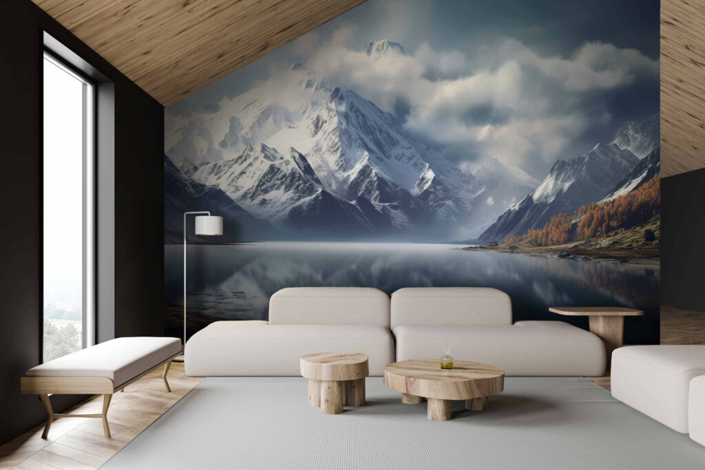 Mountains mirrored in lake — interior 2