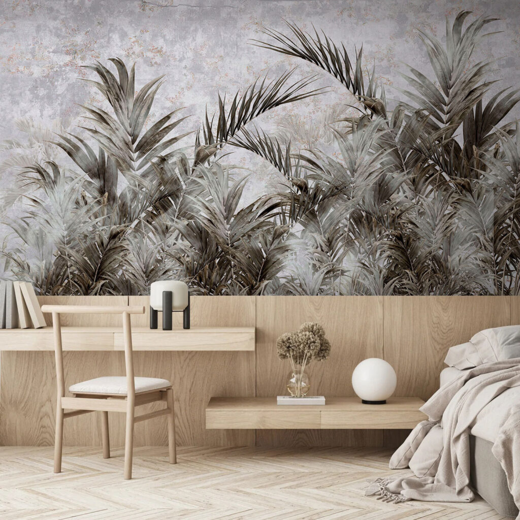 Palms in grey drawing — interior 2