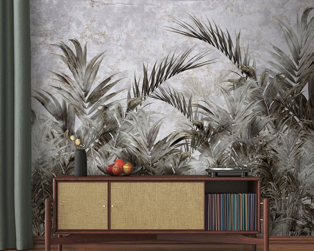 Palms in grey drawing — interior 3