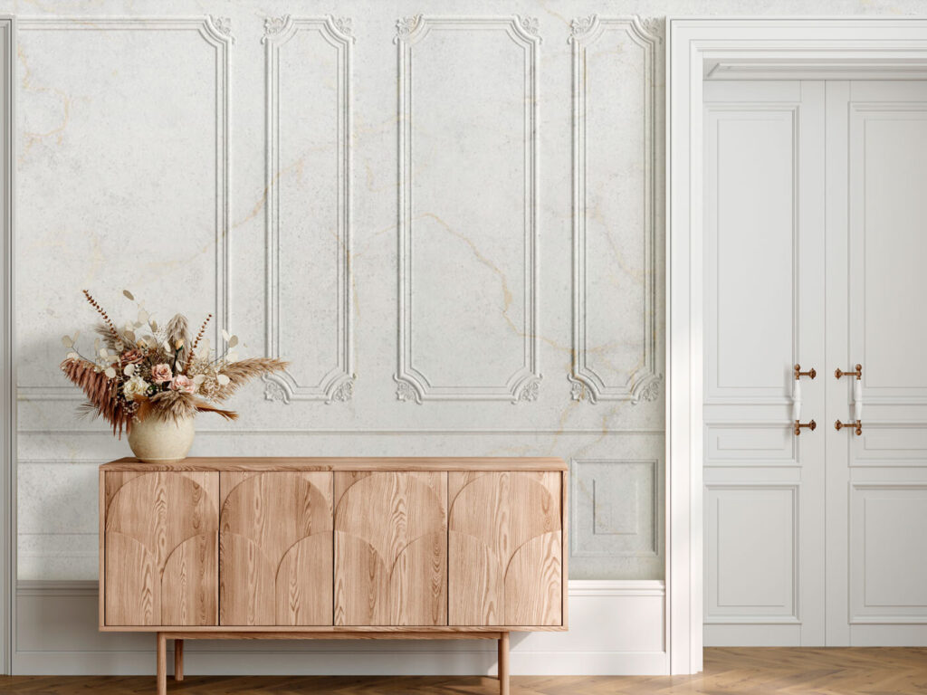 White decorative panels — interior 1