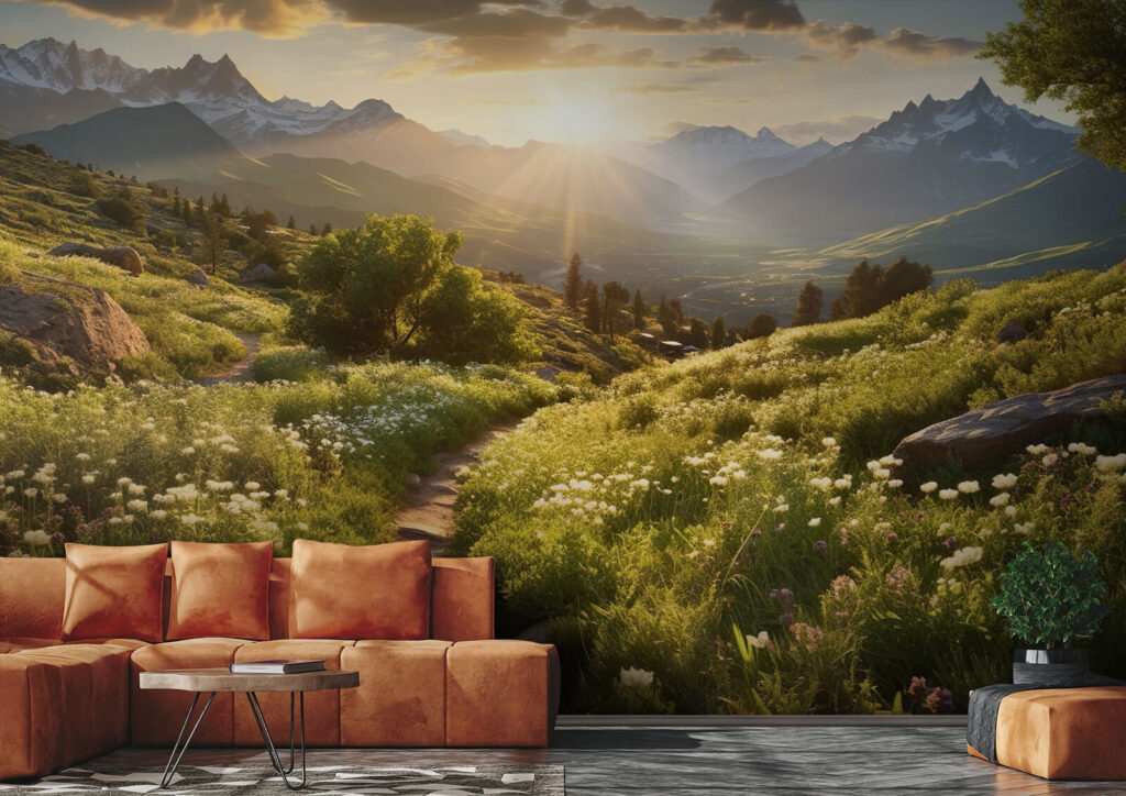 Narrow path through flowers — interior 1