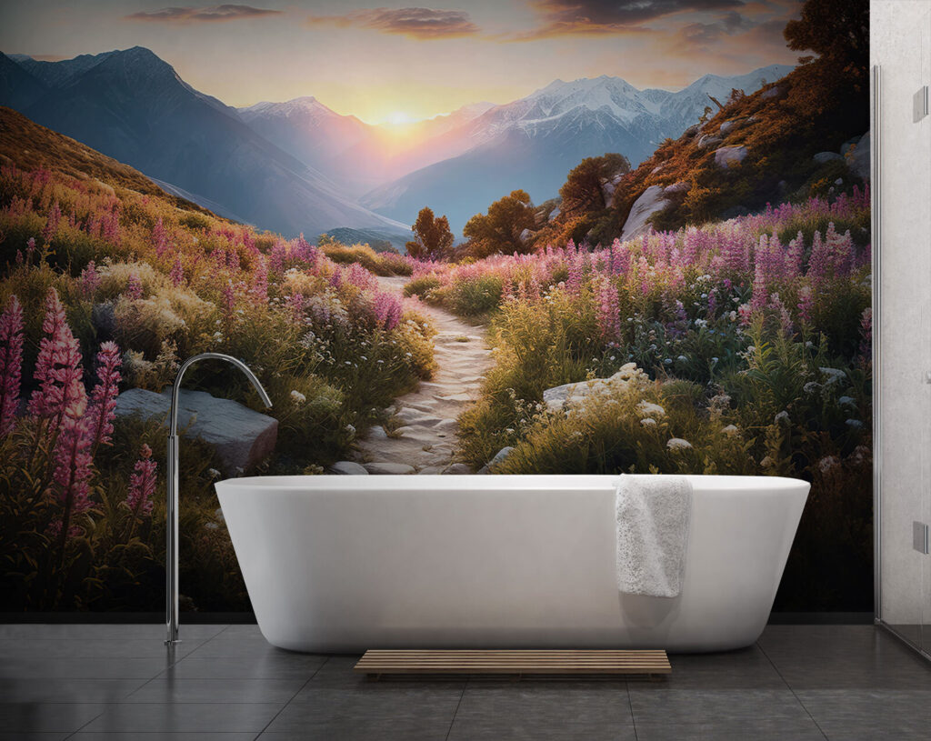 Path between tall flowers — interior 2