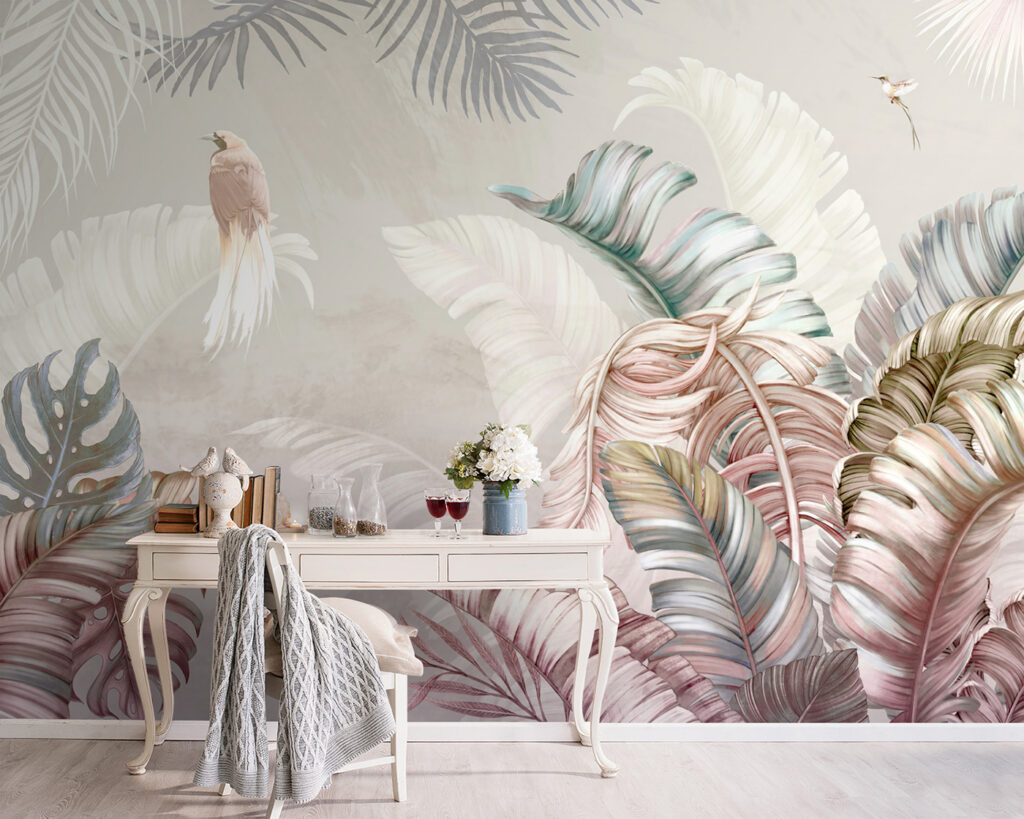 Small birds among leaves — interior 1