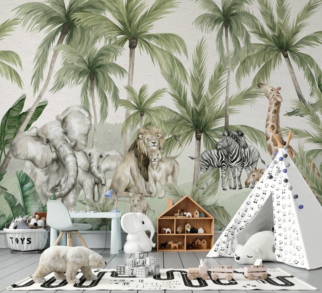 Safari animals among palms — interior 1