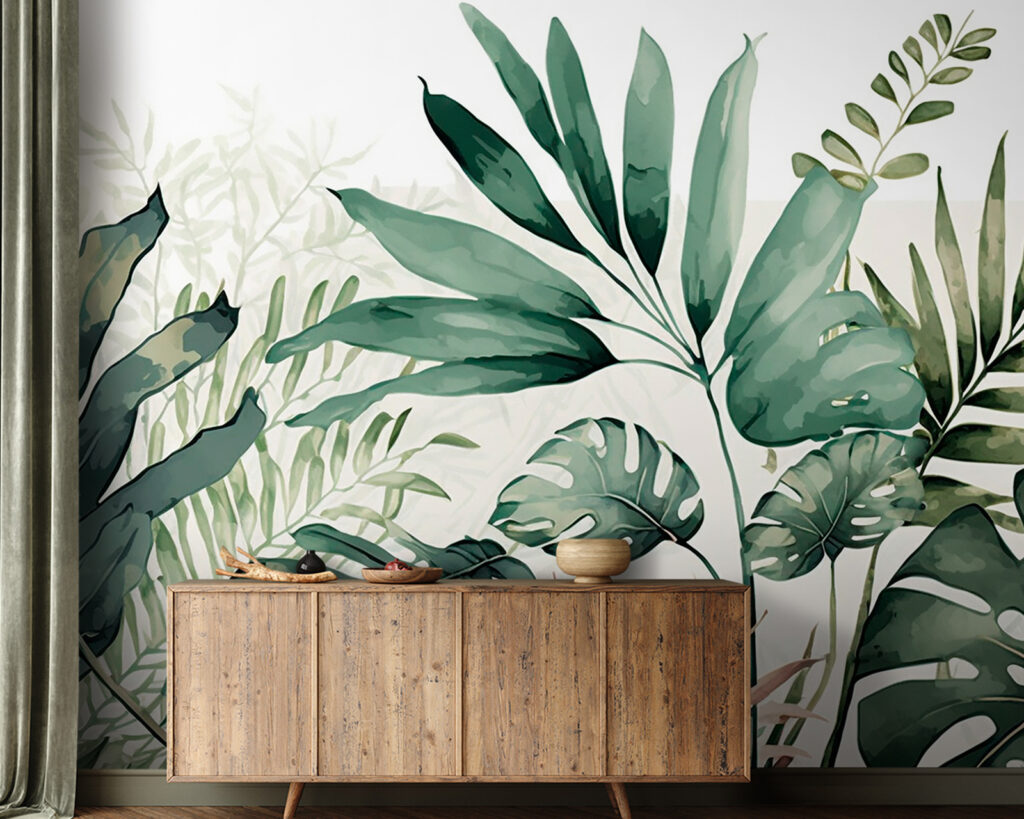 Monstera in green watercolour — interior 2