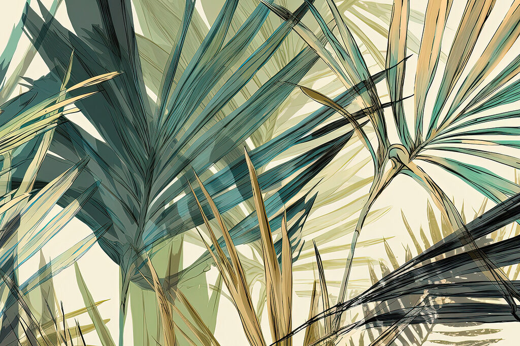 Green palm fronds — full design