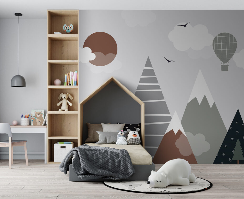 Balloon above geometric peaks — interior 2