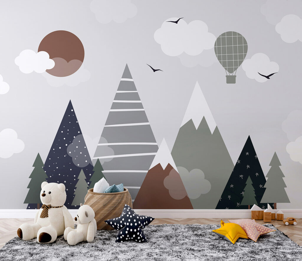 Balloon above geometric peaks — interior 1