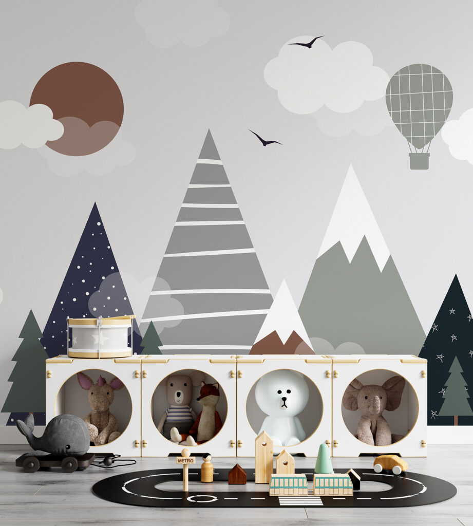 Balloon above geometric peaks — interior 4