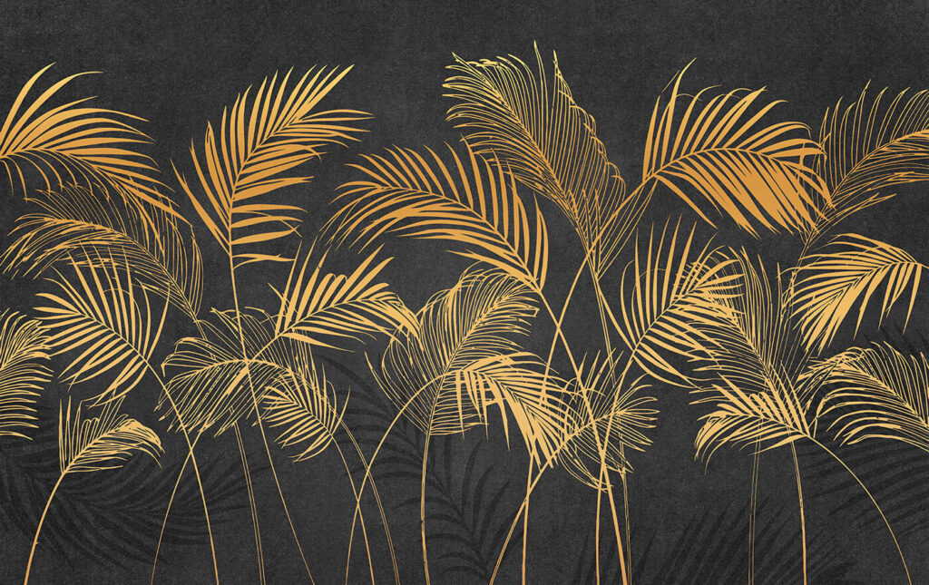 Gold palms on anthracite — full design