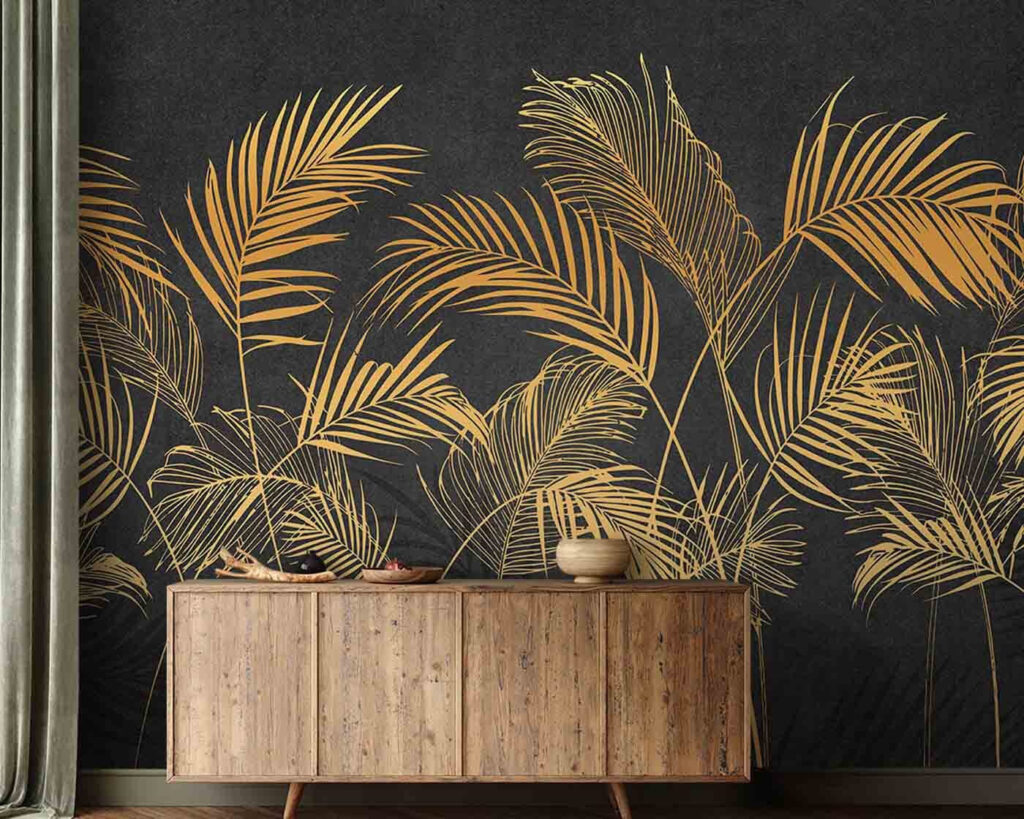 Gold palms on anthracite — interior 1