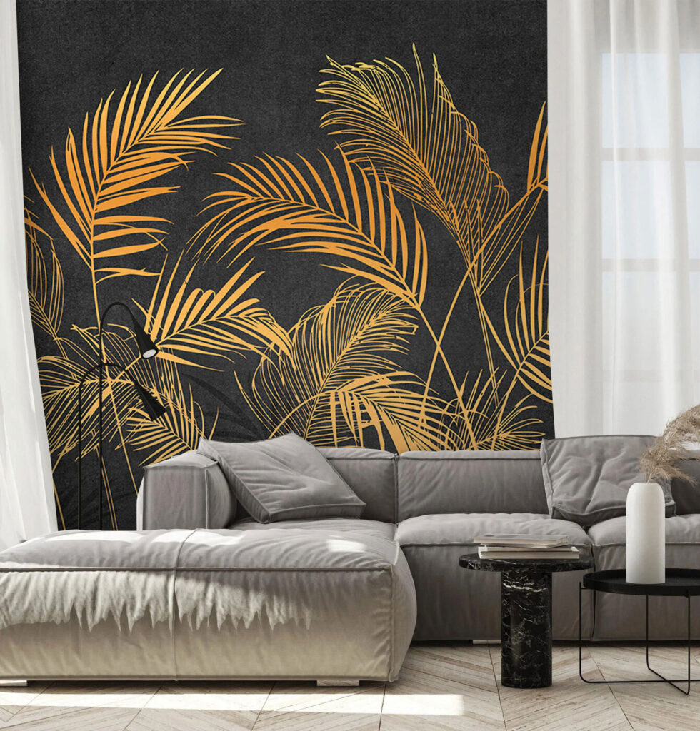 Gold palms on anthracite — interior 2