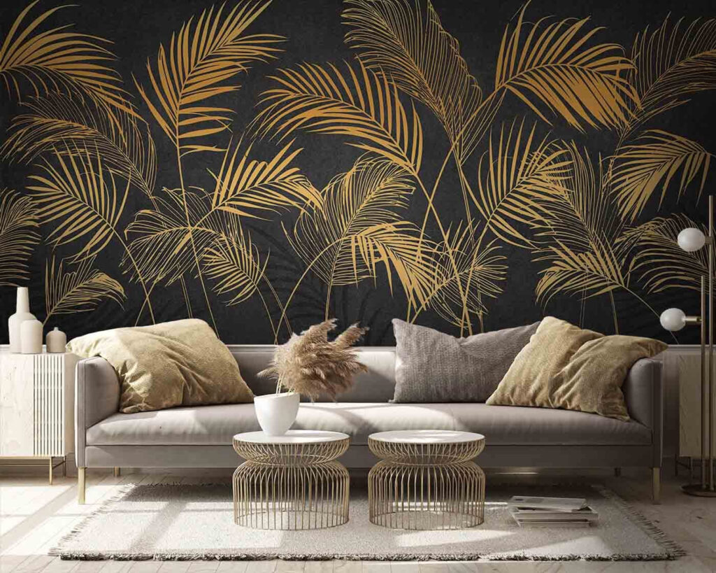 Gold palms on anthracite — interior 3