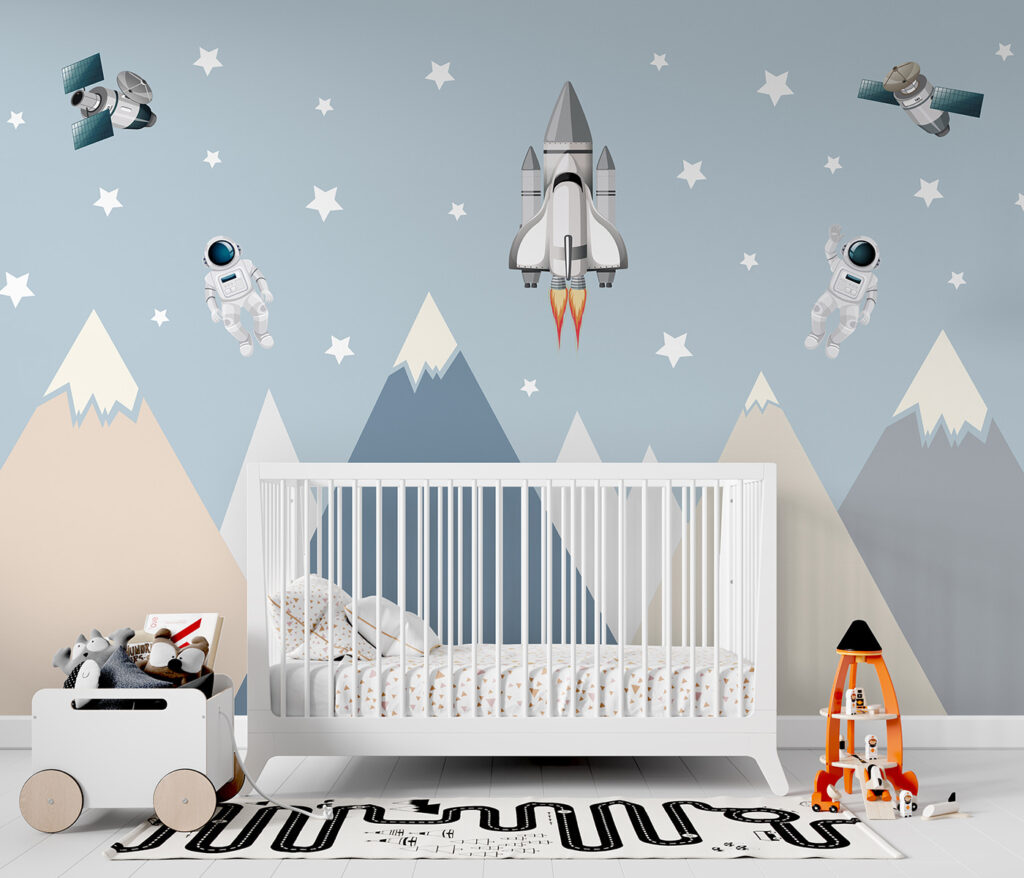 Astronauts above flat mountains — interior 6