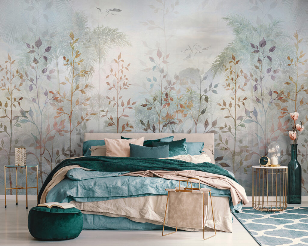 Leaves above distant palms — interior 1
