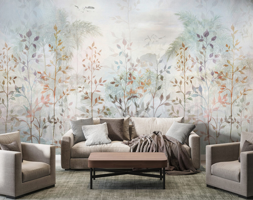 Leaves above distant palms — interior 3