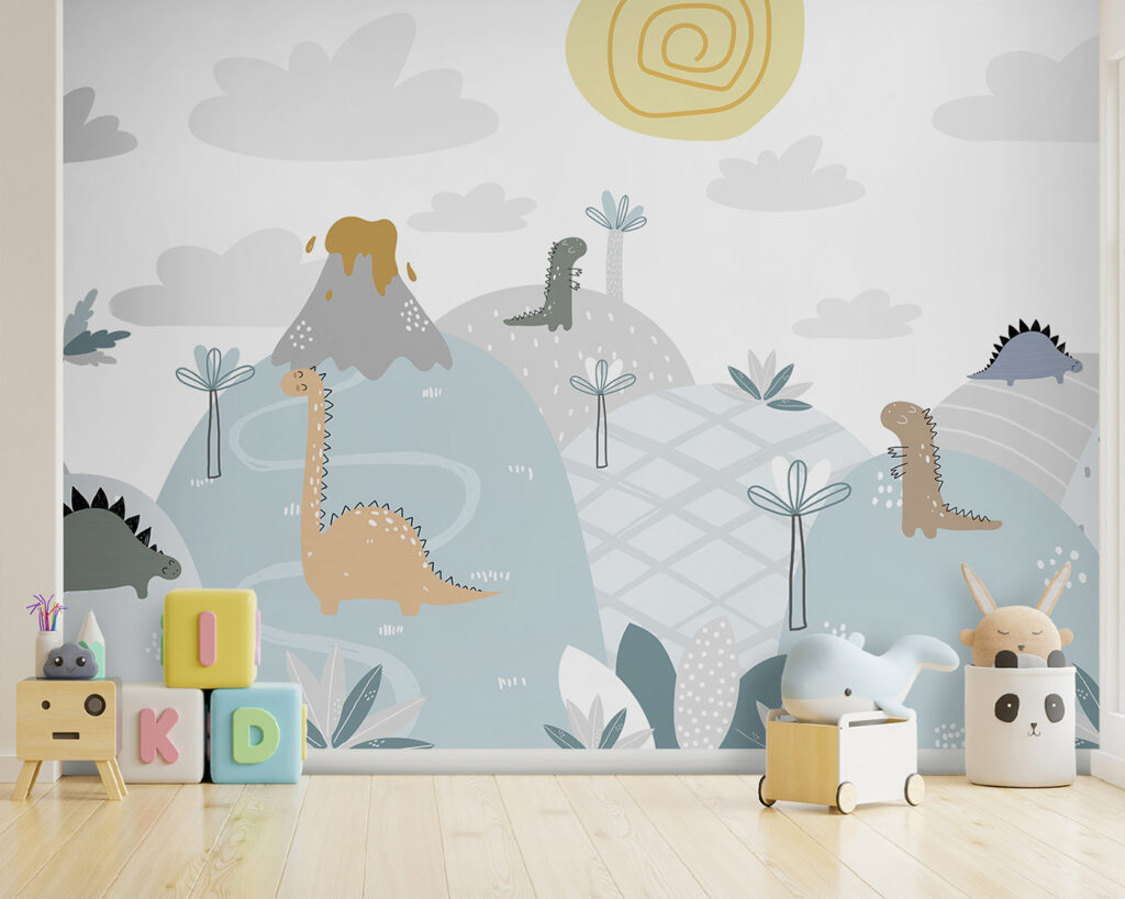 Dinosaurs by a volcano — interior 3