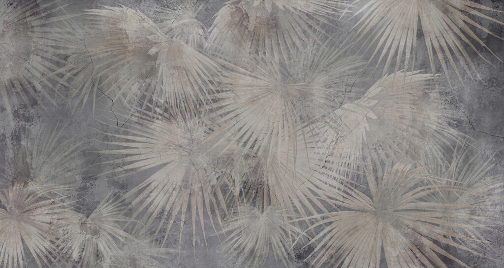 Palm fronds on grey — full design