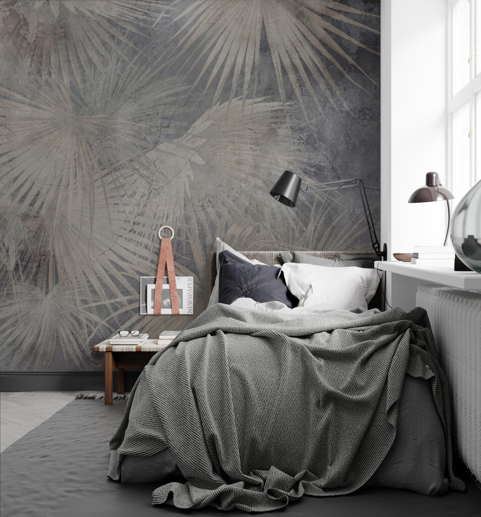 Palm fronds on grey — interior 3