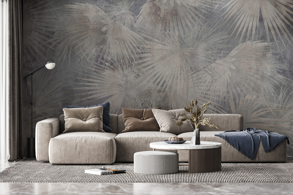 Palm fronds on grey — interior 4