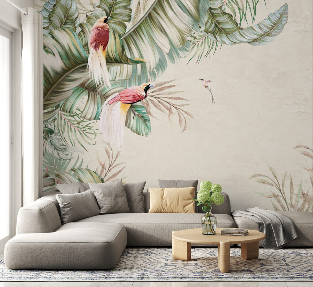 Parrot among palm leaves — interior 1