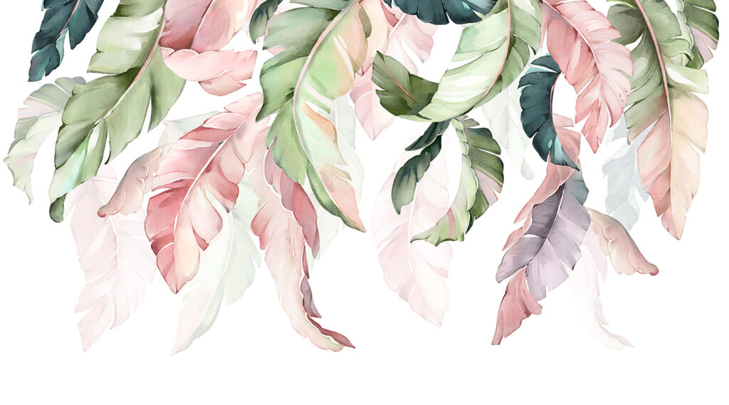 Pastel hanging leaves — full design