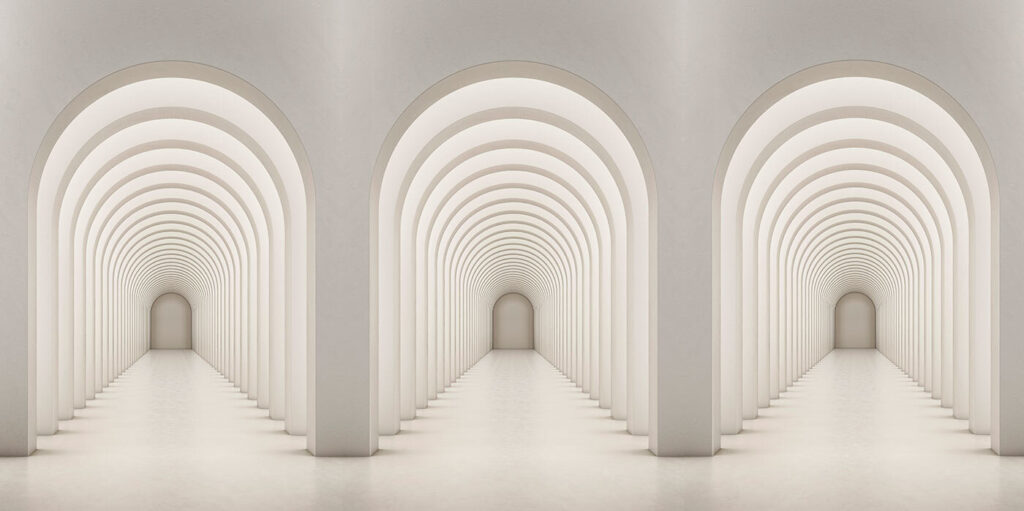 Three corridors of arches — full design