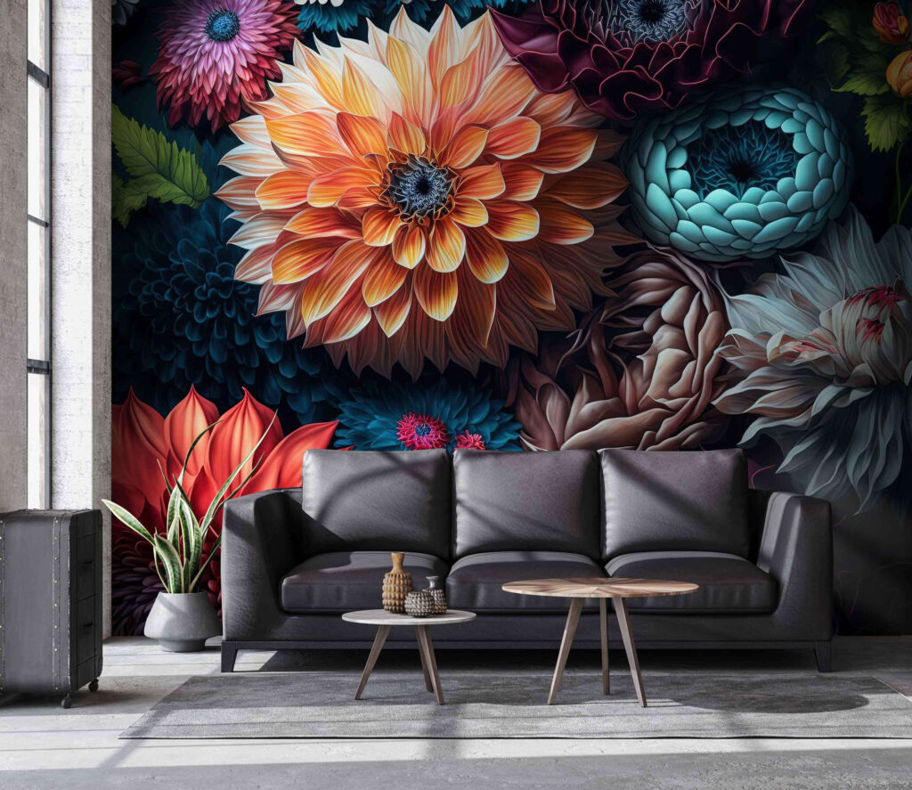 Dahlias in deep shadow — interior 1