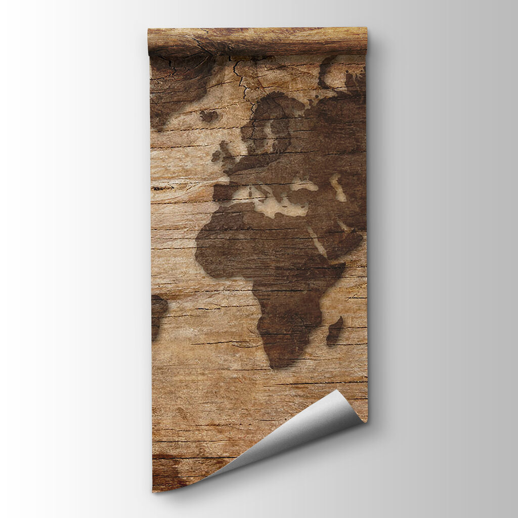 World map on planks — product view