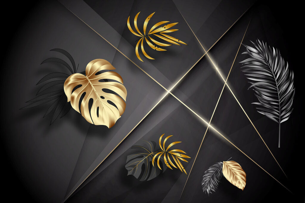 Gold leaves over black — full design