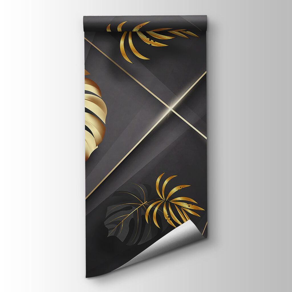 Gold leaves over black — product view