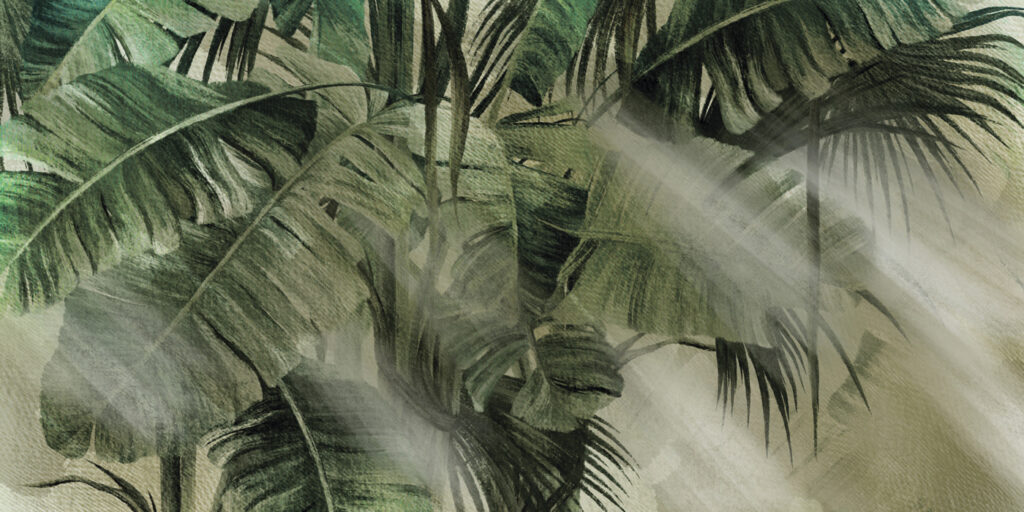 Light through jungle leaves — full design