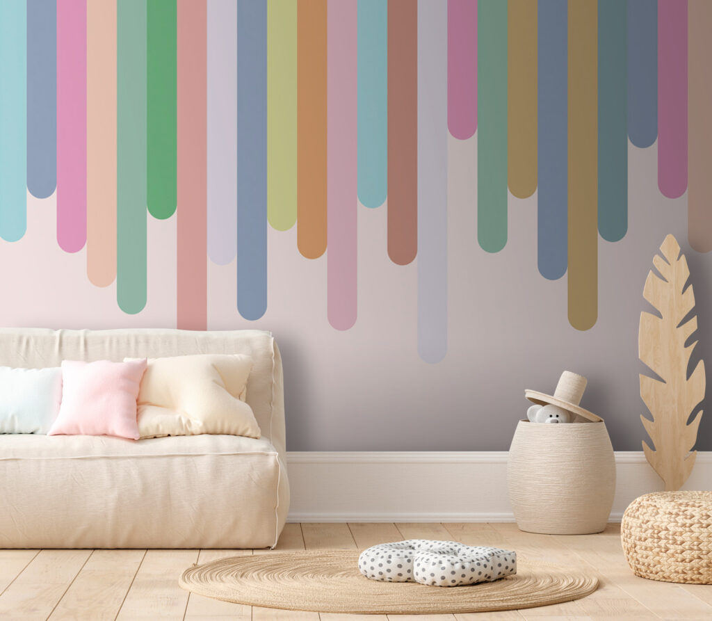 Pastel bands, round ends — interior 1