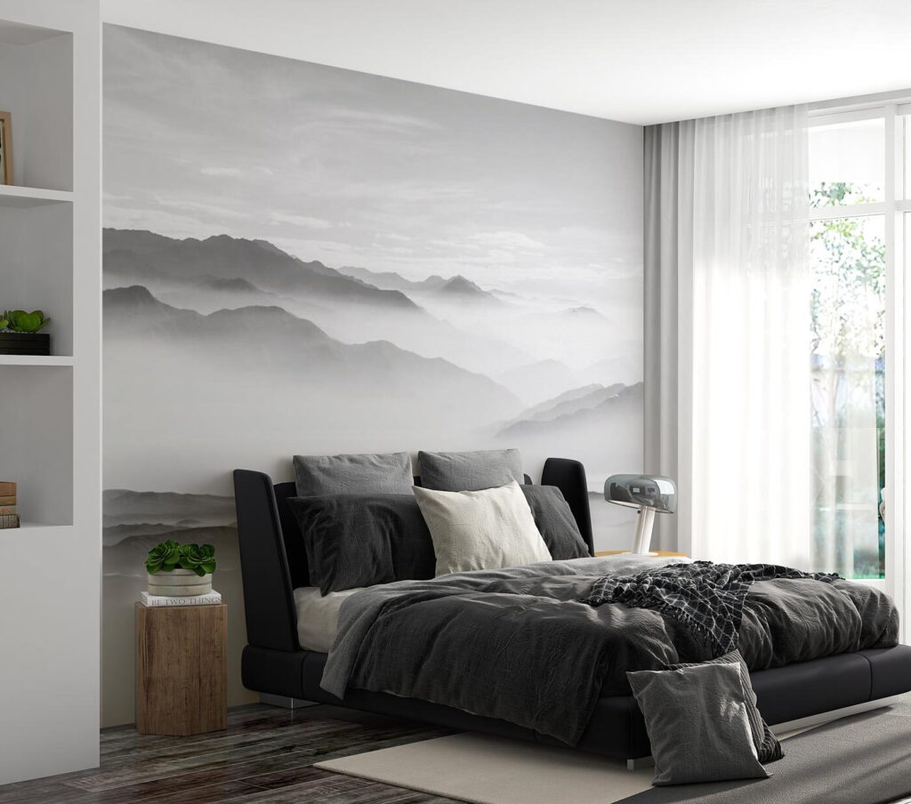 Grey mountains in mist — interior 1