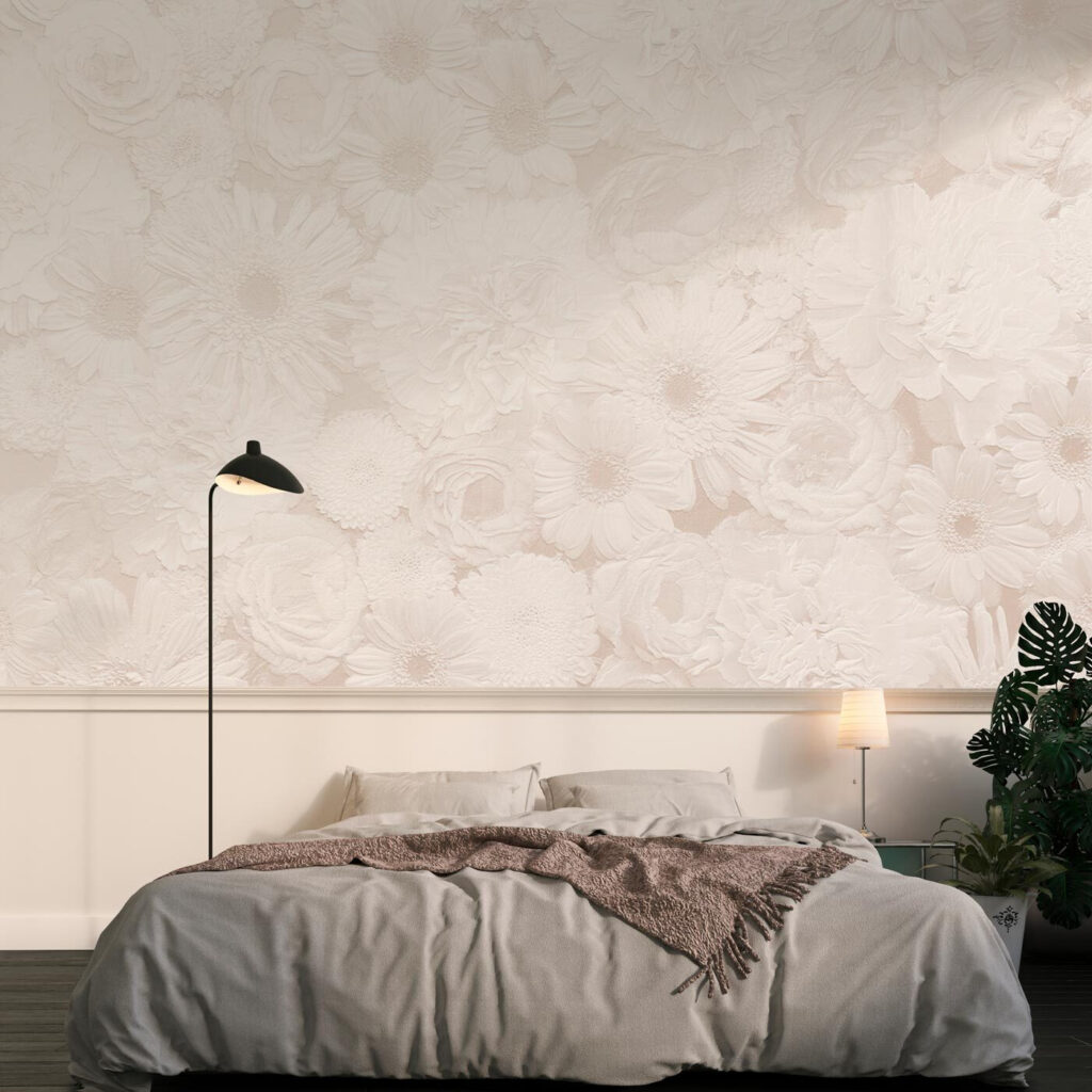 Dense white flower drawings — interior 1