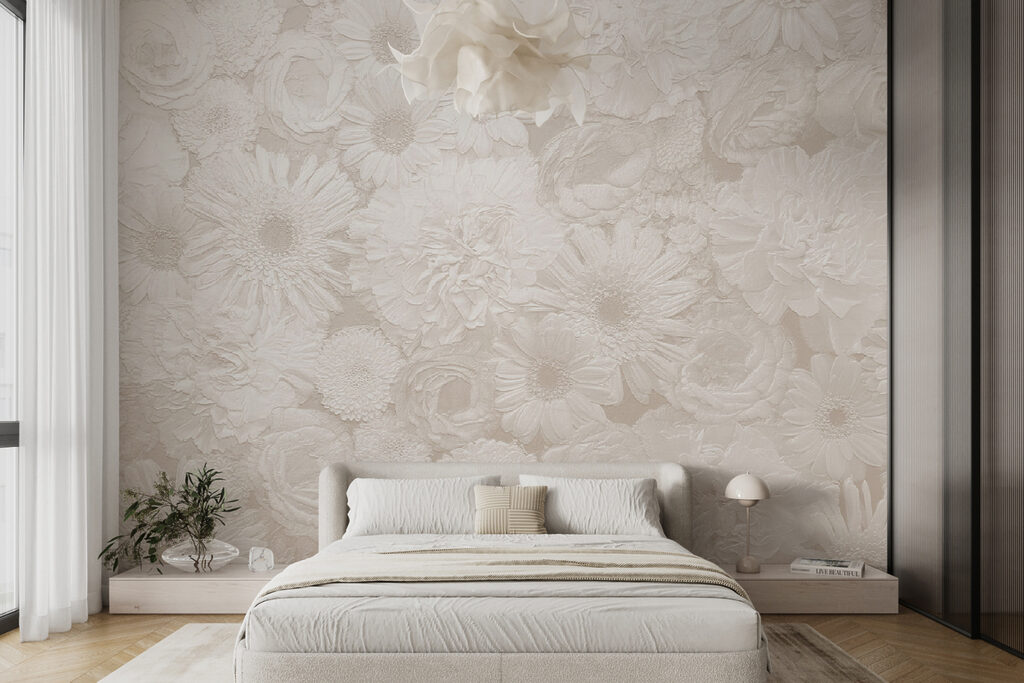 Dense white flower drawings — interior 4
