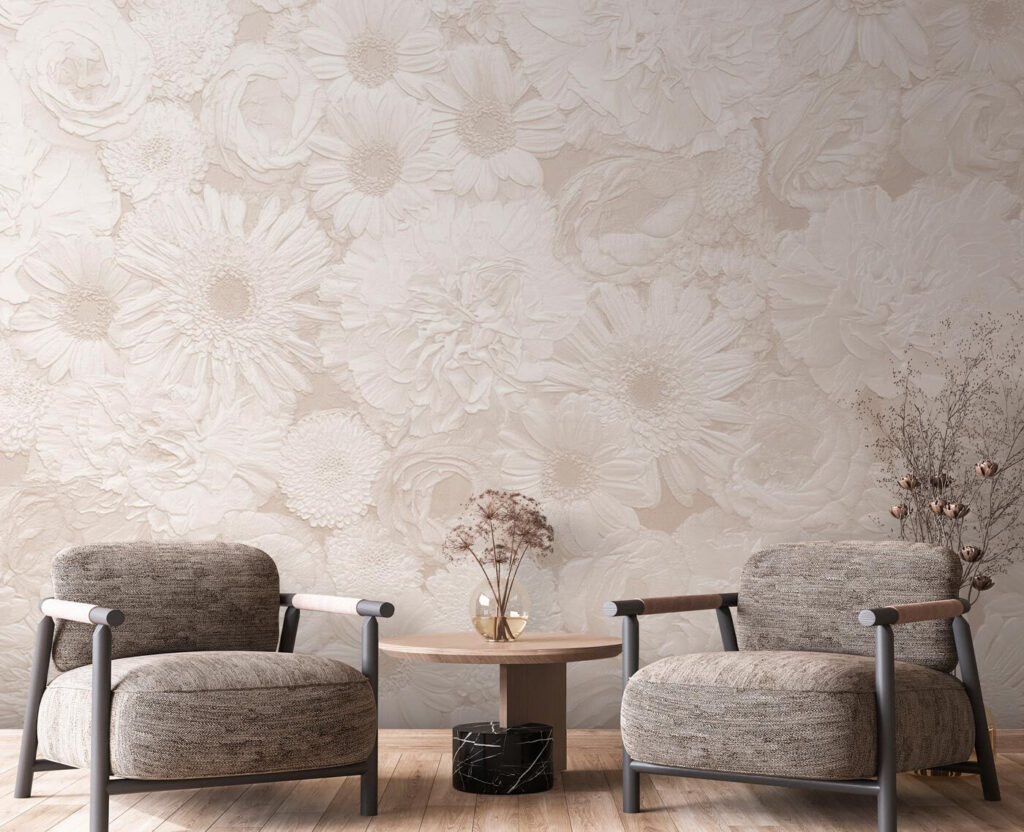 Dense white flower drawings — interior 2
