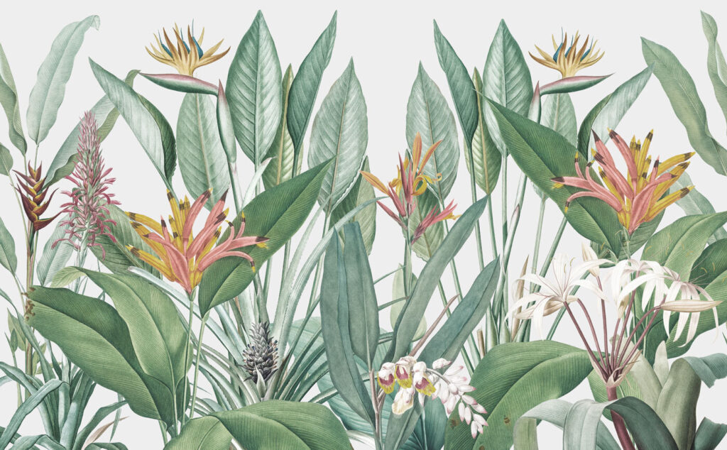 Paradise flowers and leaves — full design