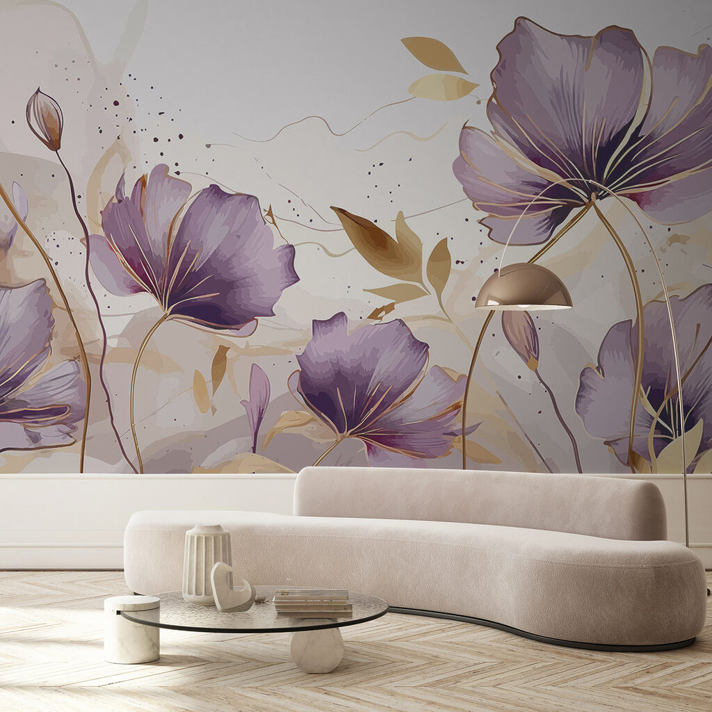 Purple blooms, gold lines — interior 3