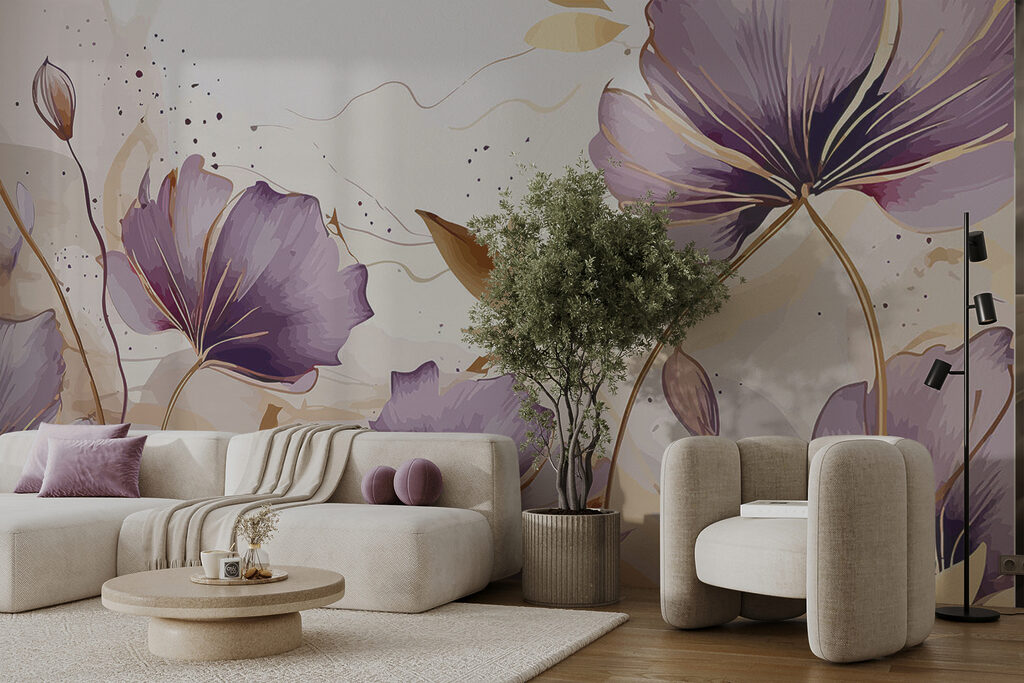 Purple blooms, gold lines — interior 4