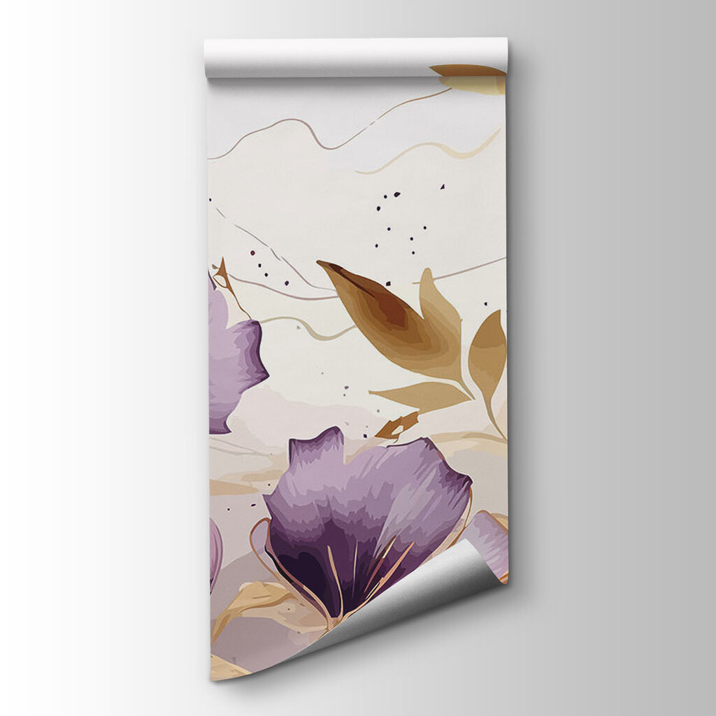 Purple blooms, gold lines — product view