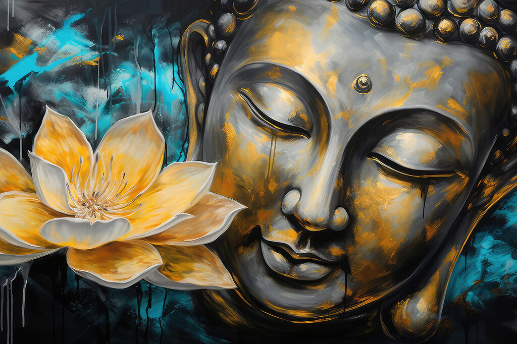 Buddha with gold lotus — full design