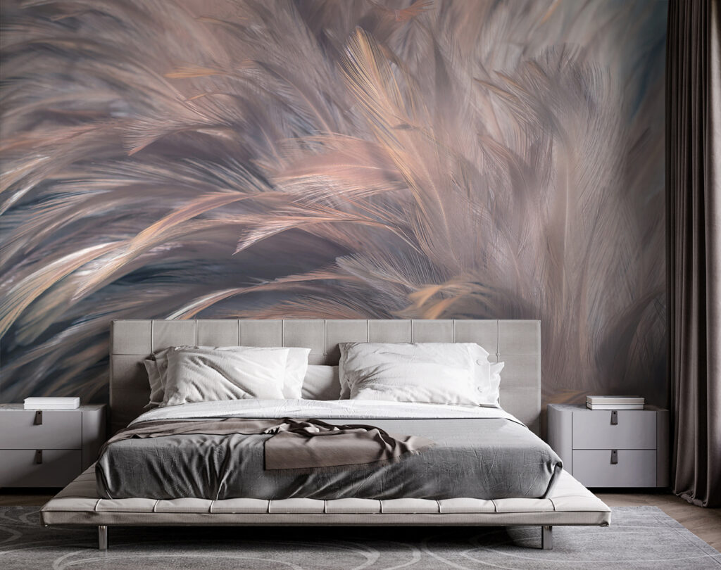 Grey feathers, pink sheen — interior 1